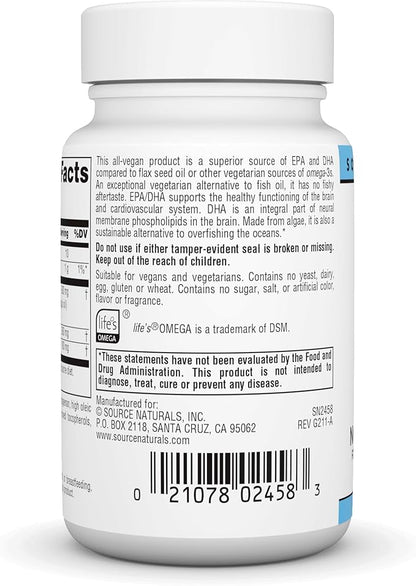 Source Naturals Vegan Omega-3s, Non-Fish EPA-DHA, 300 mg 30 Softfgels