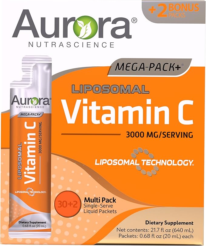 Aurora Nutrascience Mega-Pack Liposomal Vitamin C, 3,000 mg 32 Single 21.7 oz (640 mL)