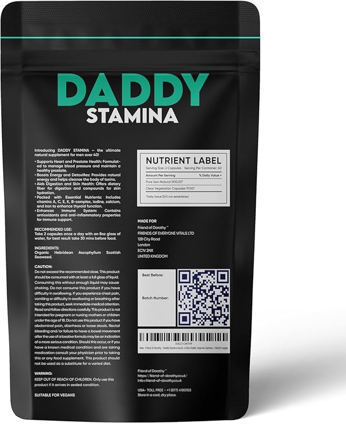 Daddy Stamina Sea Moss Capsules - Pure Seaweed Supplement for Energy and Skin Health, Ultimate Anti-Aging Natural Supplement for Men