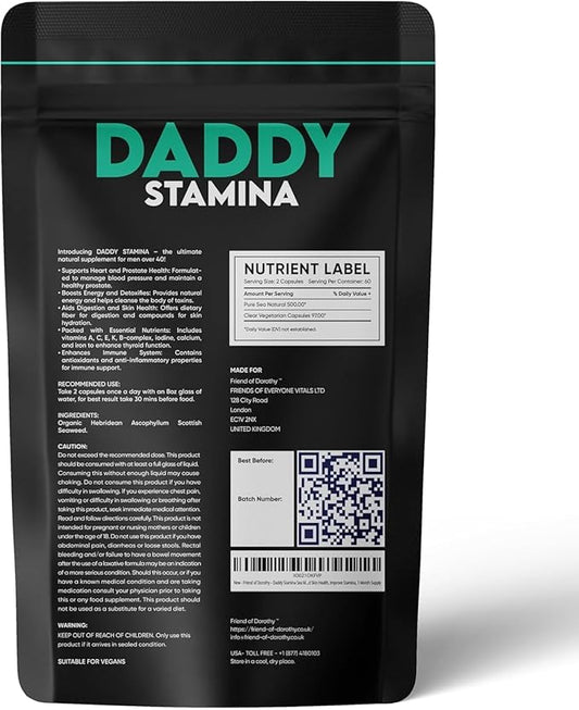 Daddy Stamina Sea Moss Capsules - Pure Seaweed Supplement for Energy and Skin Health, Ultimate Anti-Aging Natural Supplement for Men