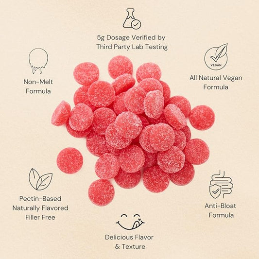 Creatine Monohydrate Gummies - 5000mg Watermelon Flavored Creatine Supplement for Men & Women - Supports Muscle Gain, Energy, Pre and Post Workout, Focus & Cognition, Recovery (120 count, 30 servings)