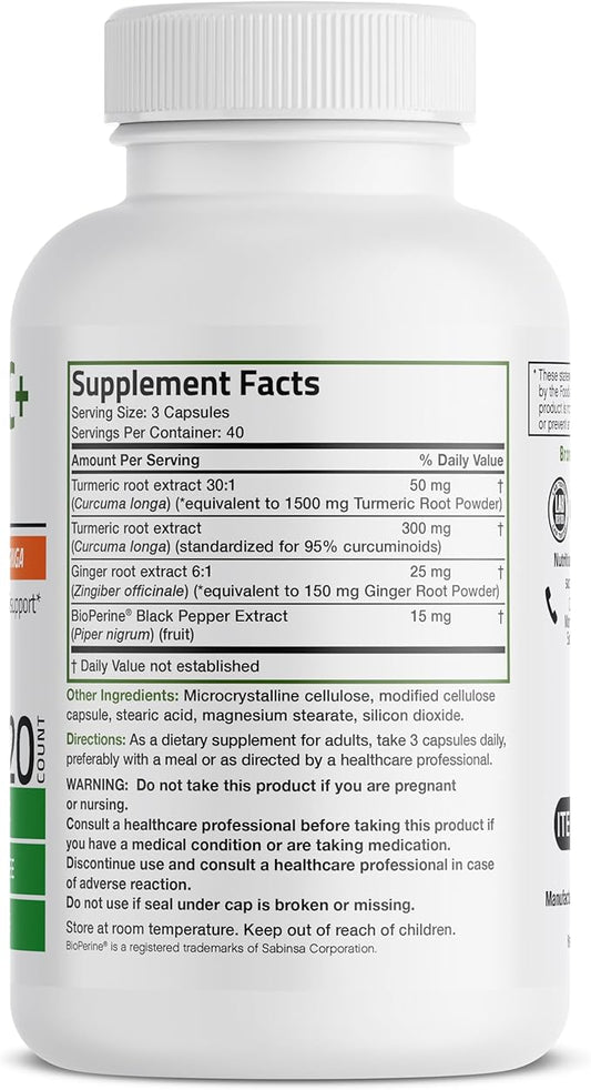 Bronson Turmeric + Ginger Extra Strength 120 Vegetarian