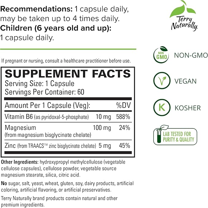 Terry Naturally BioActive Magnesium Complex 60 Capsules B6 & 60 Servings