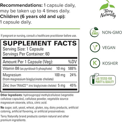 Terry Naturally BioActive Magnesium Complex 60 Capsules B6 & 60 Servings