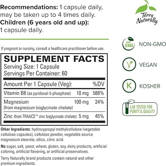 Terry Naturally BioActive Magnesium Complex 60 Capsules B6 & 60 Servings