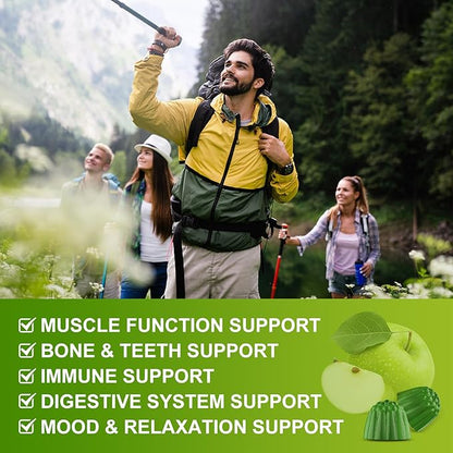 Calcium Citrate 1200mg with Vitamin D3 Supplement for Women and Men - Chewable Calcium Magnesium Zinc D3 K2 Gummies Supplement for Bone, Teeth, Immune Support, Apple Flavor - 60 Gummies