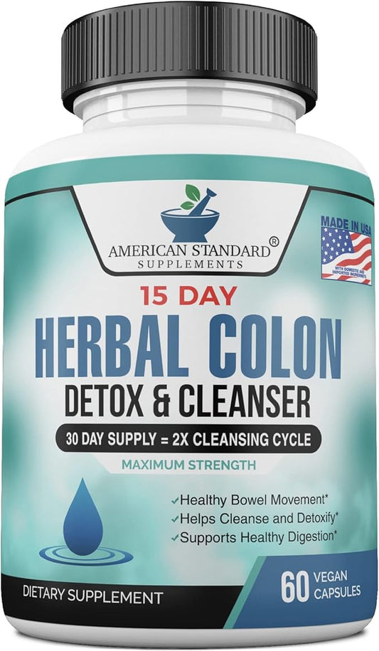 American Standard Supplements Colon Cleanse 60 Veggie 30 Servings