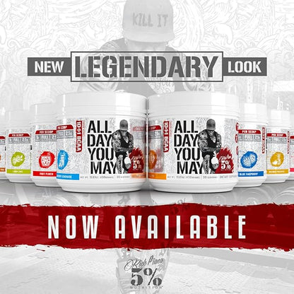 5% Nutrition Rich Piana AllDayYouMay BCAA Powder | Premium Intra & Post Workout Amino Acids, Hydration, Endurance, Muscle Recovery, Joint & Liver Support | 15.3 oz, 30 Servings (Fruit Punch)