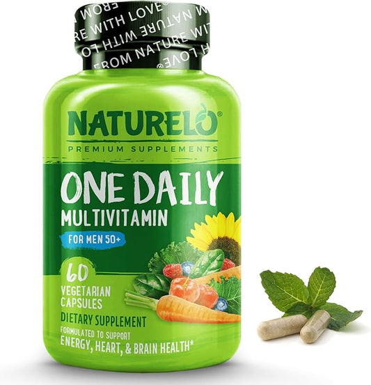 NATURELO Mens Multivitamins for Men 50+ 60 Vegetarian