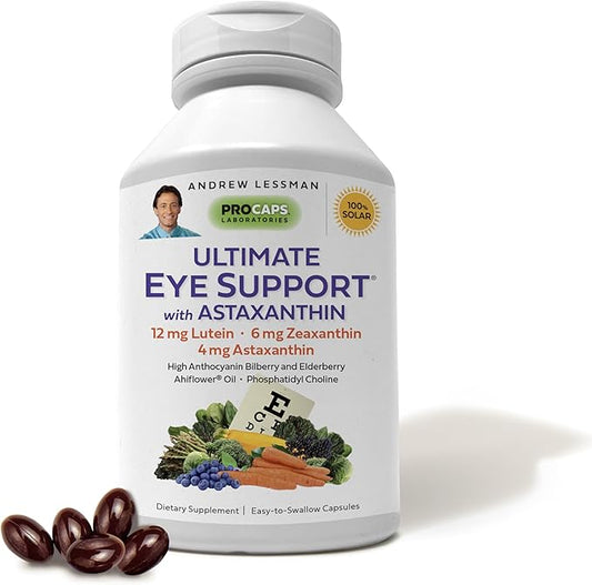 ANDREW LESSMAN Ultimate Eye Support 60 Softgels 12mg Lutein, 6mg Zeaxanthin, 4mg Astaxanthin,