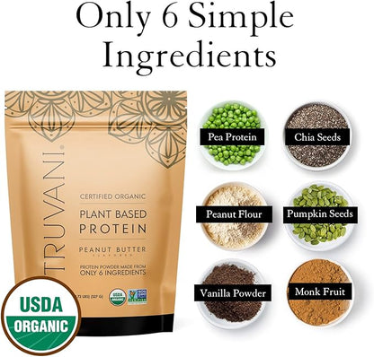 Truvani Vegan Pea Protein Powder 20g Organic 10 Servings