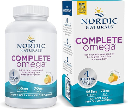 Nordic Naturals Complete Omega, Lemon Flavor 120 Soft 565 mg Omega-3 - 60 Servings