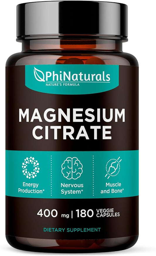 Magnesium Citrate Powder Capsules 400mg – [180 Count]