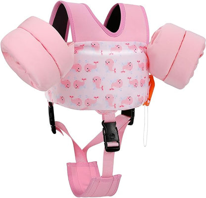 Moko Toddler Swim Vest for Kids, 20-50 lbs/22-66 lbs Clearance Swim Arm Band Cartoon Swimming Wings Pool Float Vests Sleeves Shoulder Straps Arm Floaties for Children Learn to Swim