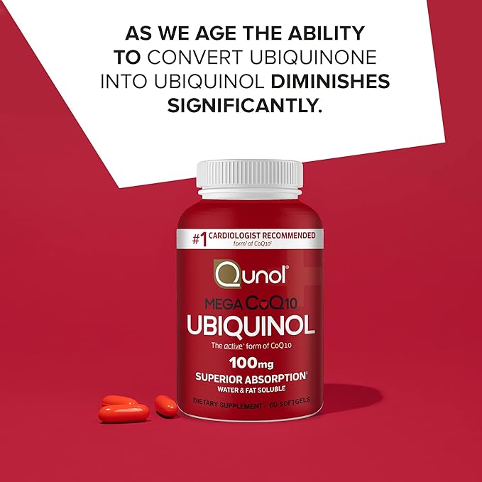 Qunol Ubiquinol CoQ10 100mg Softgels, Mega 100mg - Q10 for 4 Month 60 Count 2)