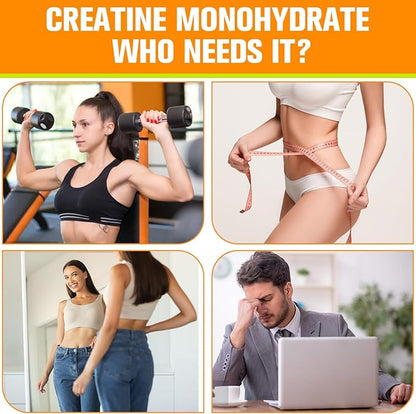 Creatine Monohydrate 3000mg, Creatine for Muscle Mass, Strength, Endurance - Creatine for Women and Men with Hydrolyzed Collagen & Trehalose, 8 Packs(Lemon Flavor)
