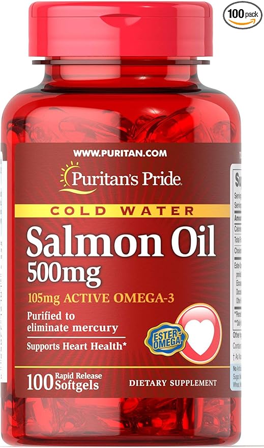Puritan's Pride Omega-3 Salmon Oil 500 (105 mg Omega-3)-100 Softgels