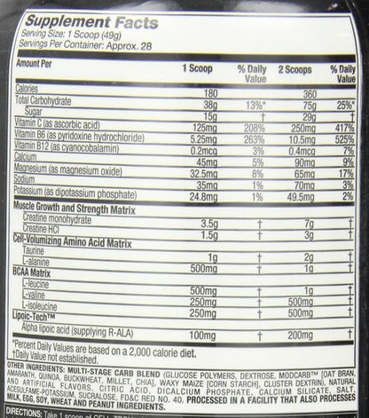 Creatine Monohydrate Powder MuscleTech Cell-Tech Creatine Post Workout Recovery Drink Muscle Builder For Men & Women Muscle Building Supplements Fruit Punch, 3 lbs (27 Serv)