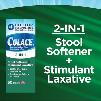 Colace 2-in-1 Stool Softener Plus Stimulant 60 Count 2)