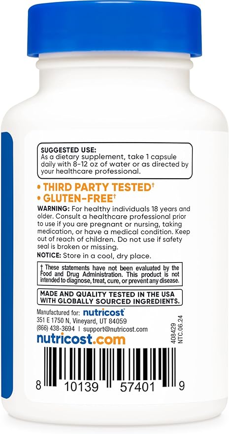 Nutricost KSM-66 Ashwagandha Root Extract 600mg, 30 Veggie Caps - 5% Withanolides - with BioPerine - Full-Spectrum Root Extract