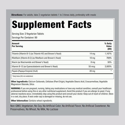 Piping Rock Vitamin B Complex 180 Tablets B12 |