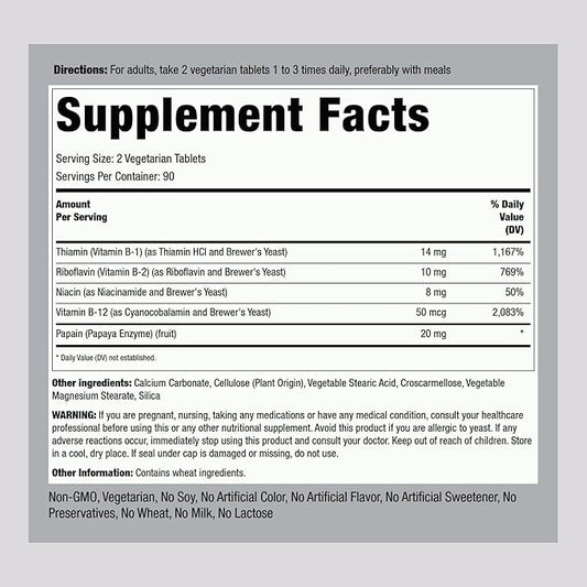 Piping Rock Vitamin B Complex 180 Tablets B12 |