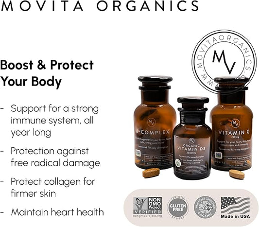 Movita Fermented Vitamin B-Complex – Organic Whole Foods for Mood, Stress Relief, and Metabolism Support – Vegan, Gluten-Free, Non-GMO, 30-Day Supply (Eco-Friendly Refill Pouch)