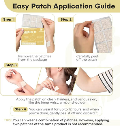 Sunshine D Topical Patch,Infused with D3, and Other Wellness Ingredients.Designed to give You a Boost (30/Pack).