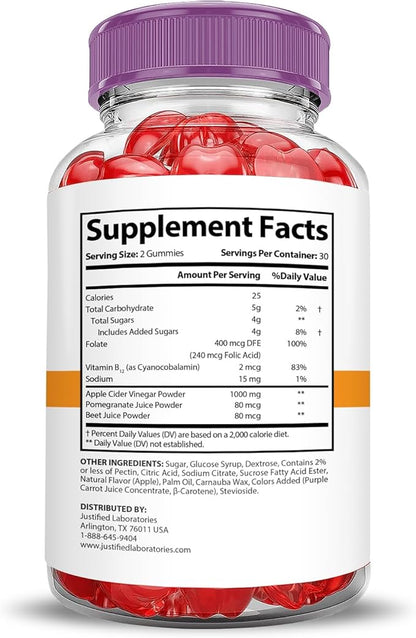 Justified Laboratories (3 Pack Rapid Ripped Keto ACV Vegan Non GMO 180 Gummies