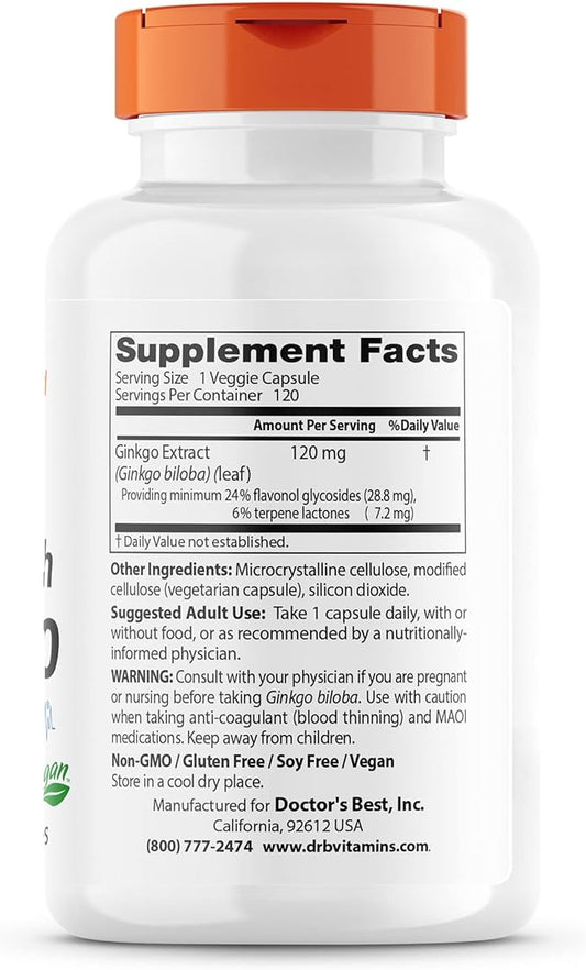 Doctor's Best Extra Strength Ginkgo, Non-GMO, 120 mg, 120 Count 1)