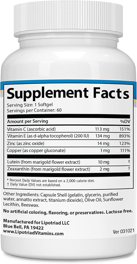 Visionary Eye Vitamins – 60 Capsules 2® Ingredients