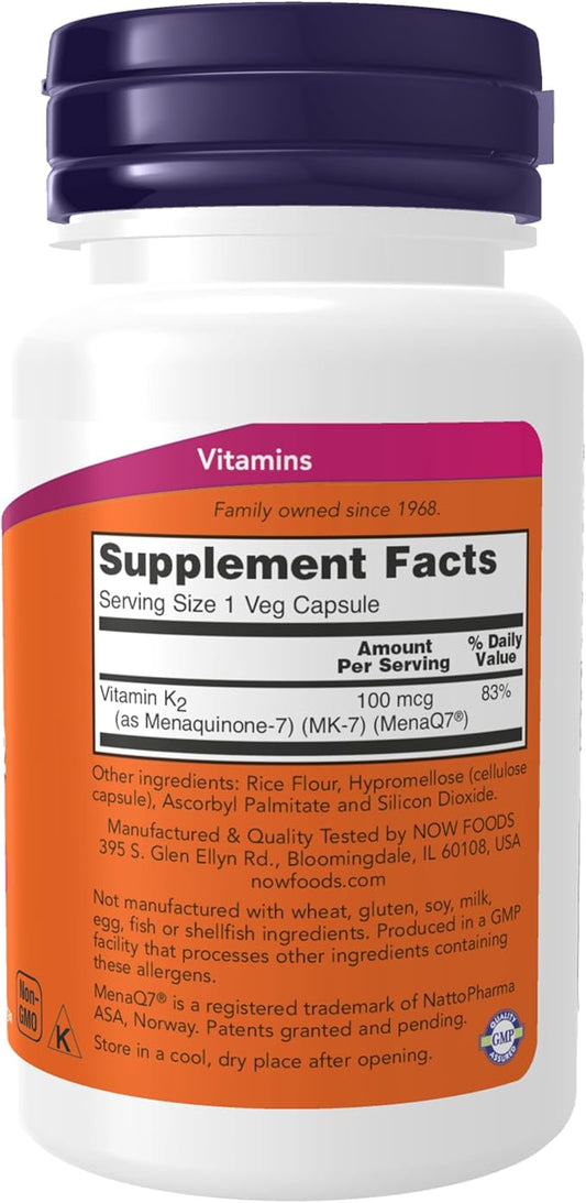NOW Supplements, MK-7 Vitamin K-2 100 60 Veg