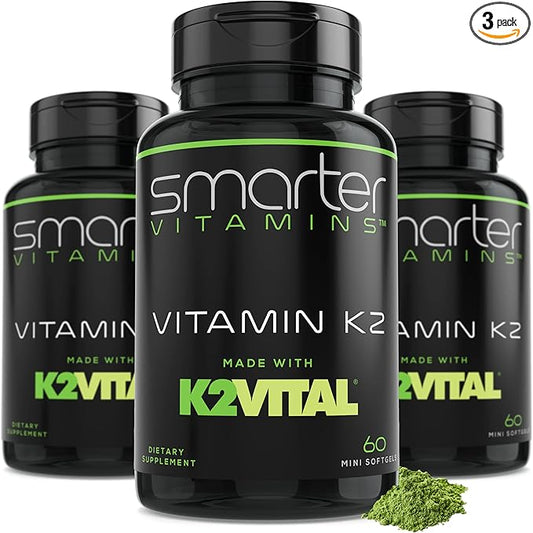 (3 Pack) Smarter Vitamin K2 MK7 100mcg Made K2VITAL and K-2 MK-7 MK-7 Supports 180 Liquid
