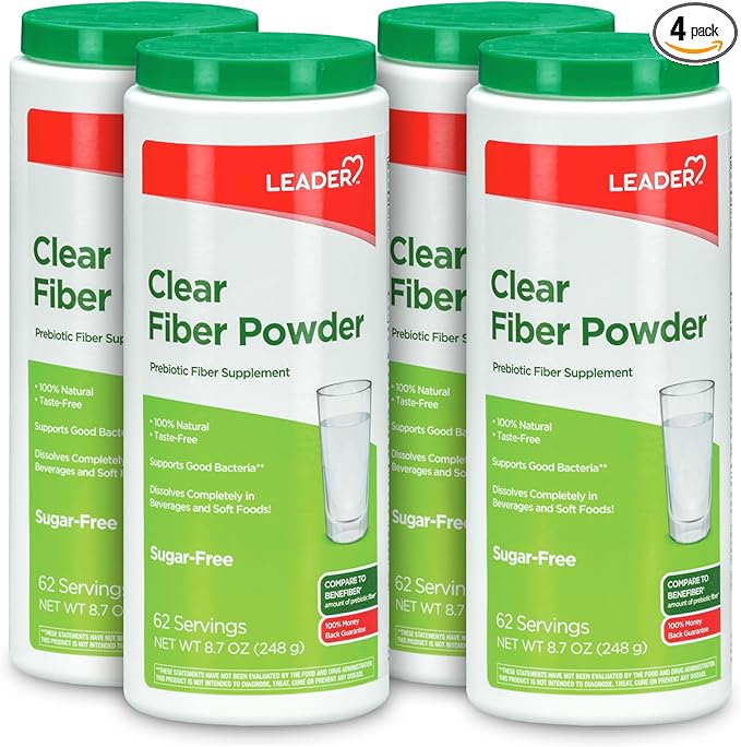 Leader Prebiotic Fiber Supplement Powder 100% Natural 62 Servings (8.7 OZ), 4