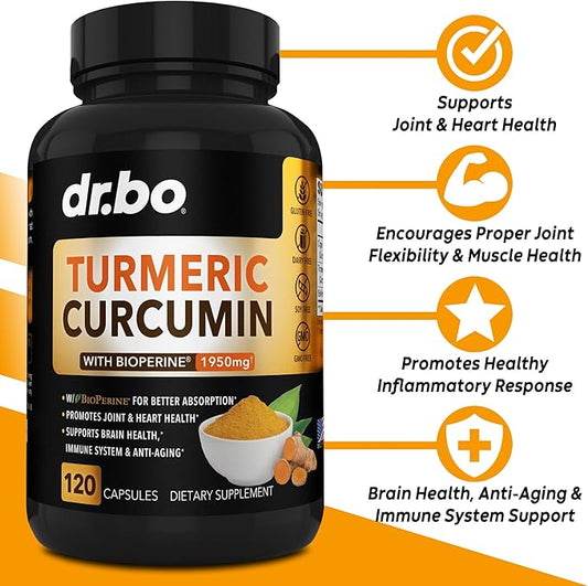Turmeric Curcumin with BioPerine Supplement Capsules 1950mg Curcuma 120 Turmeric