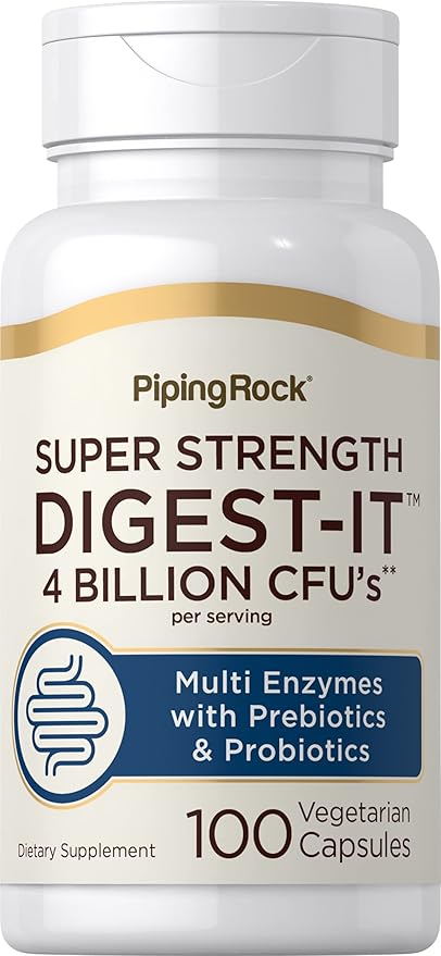 Piping Rock Digestive Enzymes with Probiotics 100 Capsules 14 Probiotic 4 Billion