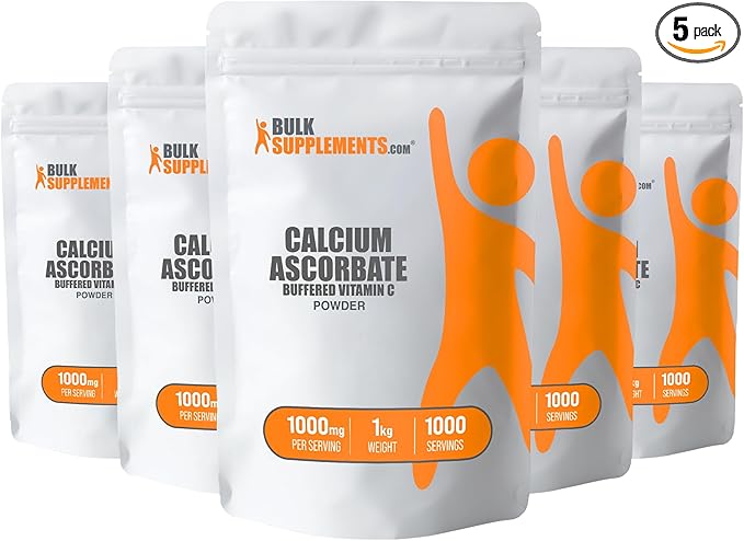 BulkSupplements.com Calcium Ascorbate Powder - Buffered Vitamin C, Calcium Supplement Powder, Vitamin C Supplement - Gluten Free, 1000mg per Serving, 5kg (11 lbs) (Pack of 5)