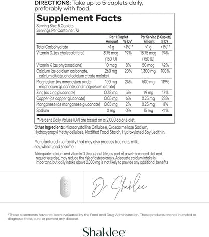 Shaklee OsteoMatrix® - Build & Maintain Strong Bones - 100% DV Calcium & Magnesium - Vitamins D & K - Zinc, Manganese - Clinically Tested for Absorption - 360 Caplets