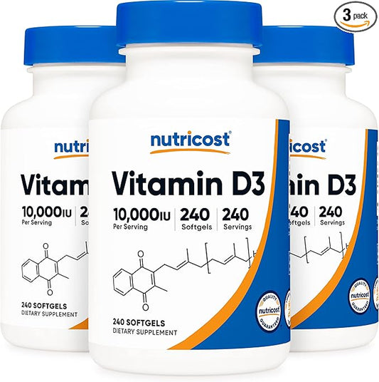 Nutricost Vitamin D3 10,000 IU, 240 (3 Bottles)
