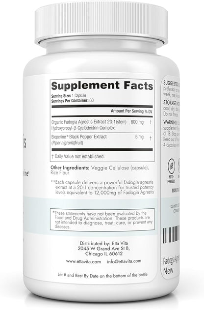 Organic Fadogia Agrestis 600mg for Natural Test Support (2X More Pure - 3X More Absorbent) Athlete Approved - Supports Muscle Growth & Recovery, Healthy Energy Levels, Drive, Stamina & Mood - 60ct