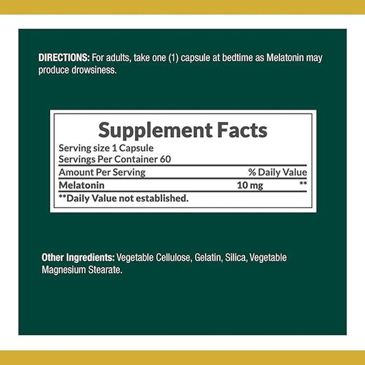 Nature's Bounty Melatonin, Promotes Relaxation and 10mg, Capsules, 60 Ct (2 Pack)