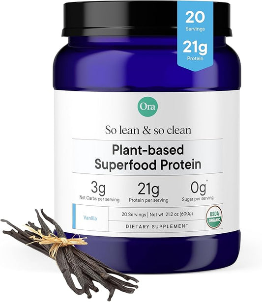 Ora Organic Protein Powder 21g Plant-Based 20 Servings,