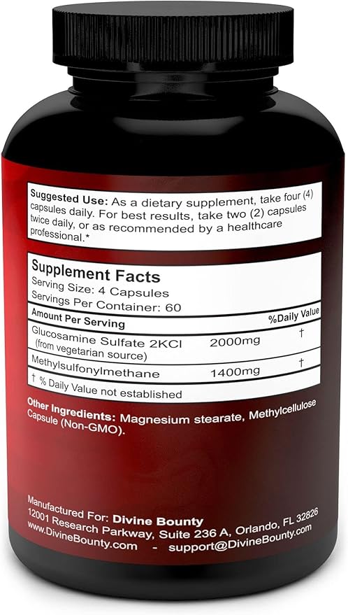 Divine Bounty Glucosamine Sulfate Supplement (2000mg 240 Small