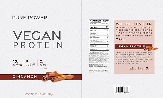 Dr. Mercola Vegan Protein, Sweet Cinnamon, 24.3 Ounces (1 lb. 8.3 Ounces)