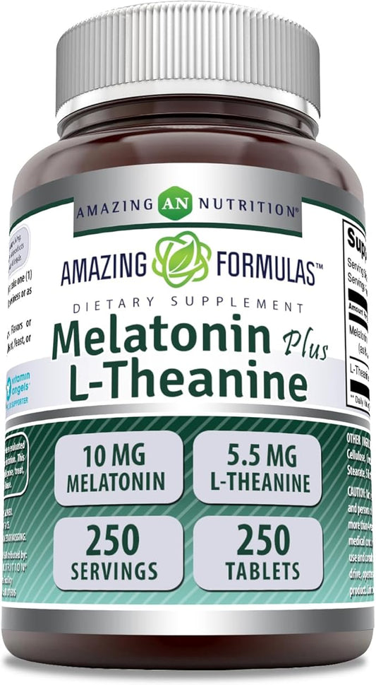 Amazing Formulas Melatonin Plus L-Theanine 10 (10 mg, 250, Count)