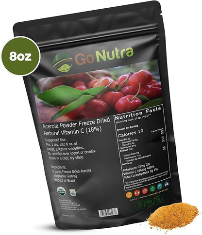 Go Nutra Acerola Powder Organic Freeze 18% Vitamin 8oz