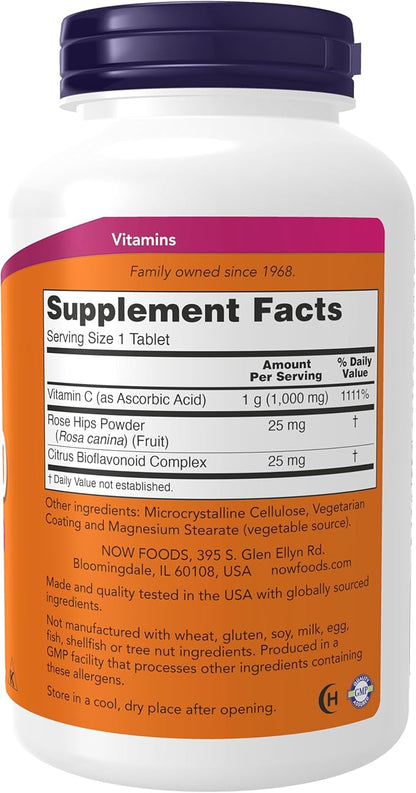 NOW Supplements, Vitamin C-1,000 with Rose 250 Tablets 1)