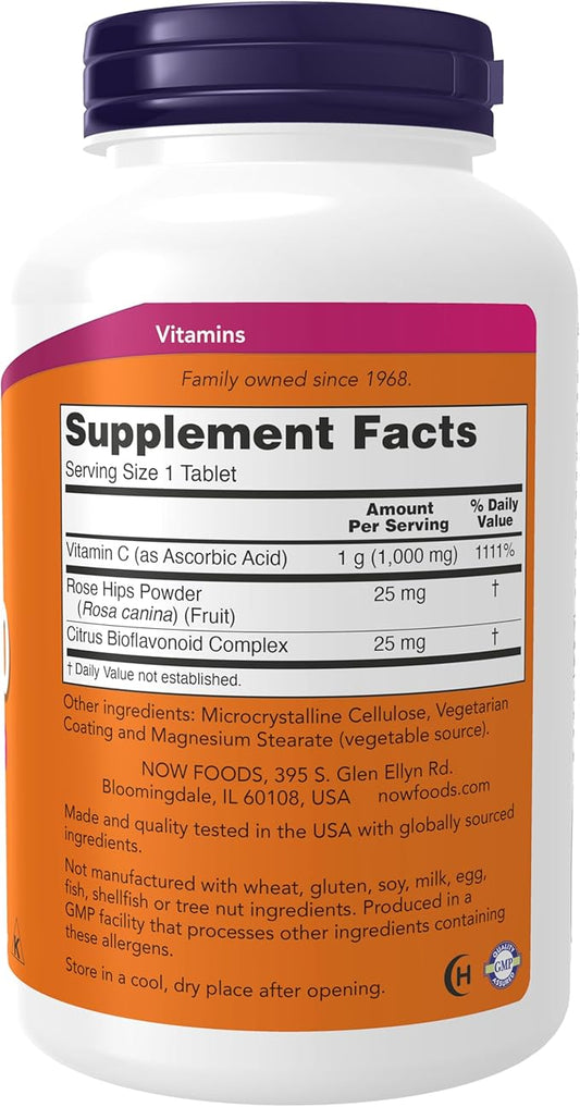 NOW Supplements, Vitamin C-1,000 with Rose 250 Tablets 1)