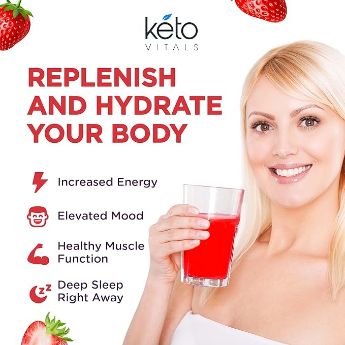 Keto Vitals Electrolytes Powder - Antioxidant Blend Electrolytes with Potassium, Magnesium, Sodium, Calcium | Keto Electrolytes Supplement Energy Drink Mix | Sugar-Free, Zero Calories, Zero Carbs