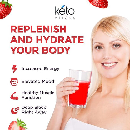 Keto Vitals Electrolytes Powder - Antioxidant Blend Electrolytes with Potassium, Magnesium, Sodium, Calcium | Keto Electrolytes Supplement Energy Drink Mix | Sugar-Free, Zero Calories, Zero Carbs
